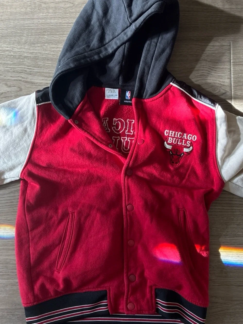 Zara Kids Red, White & Black Chicago Bulls Hooded Sweatshirt